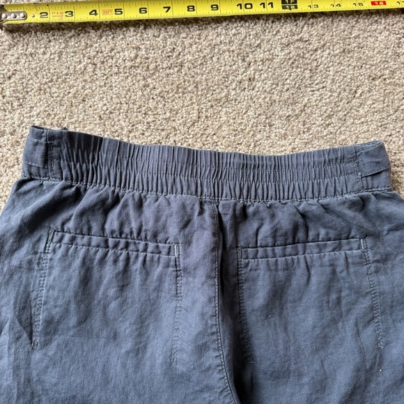 Athleta Voyager Linen Shorts Womens 10 Granite Blue Lightweight Adjustable Waist - Picture 7 of 9